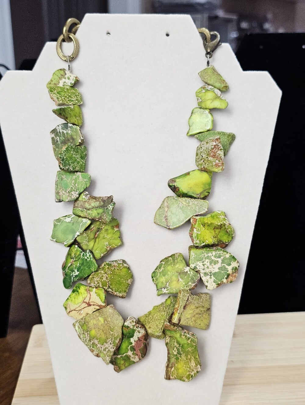 Chunky Sea Sediment Jasper Natural Gemstone Statement Necklace Adjustable